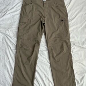 Columbia Cargo Pants Mens 38X32 Khaki Zip Off Convertible OmniShade Hiking